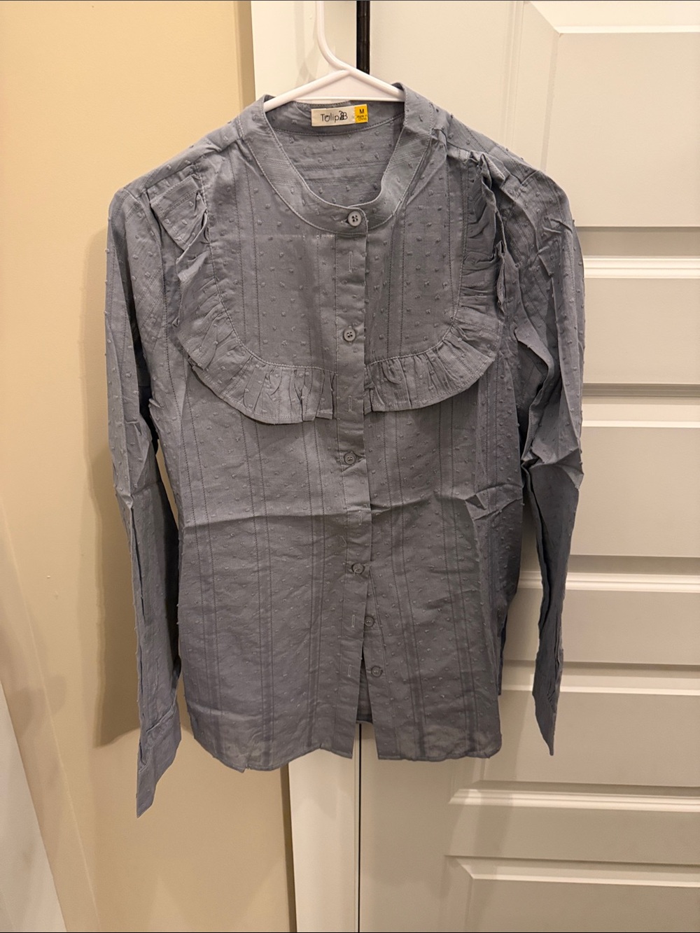 Tulip B Blue Ruffle Button-Down Blouse